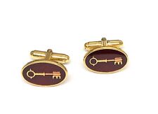 KEY, Locksmiths  cufflinks cuff links with gift box -  RED Enamel & Gold Plate