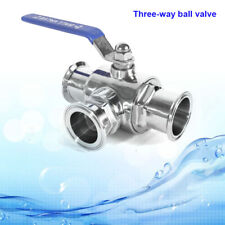 2" inch Sanitary Three Way Ball Valve Tri Clamp Connection Stainless Steel