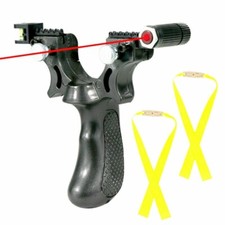 Powerful Hunting Slingshot Catapult High Velocity Laser Aiming Sight 2 BANDS