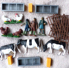 Britains plastic cow farm bundle with farmer figures