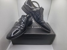 MENS DESIGN LOAKE "SHARP" POLISHED LEATHER OXFORD BLACK SHOE Uk Size 7