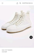 BNWT Zara White High Top Trainers Plimsolls Boxing Baseball Boots 41 7.5-8