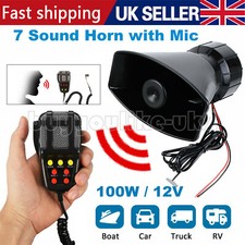 100W 12V 7 Tone Sound Car Police Siren Horn Amplifier With Mic PA Speaker System