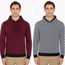 Knitted Jumper Hoody Red Black