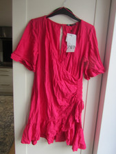 zara bright pink linen wrap