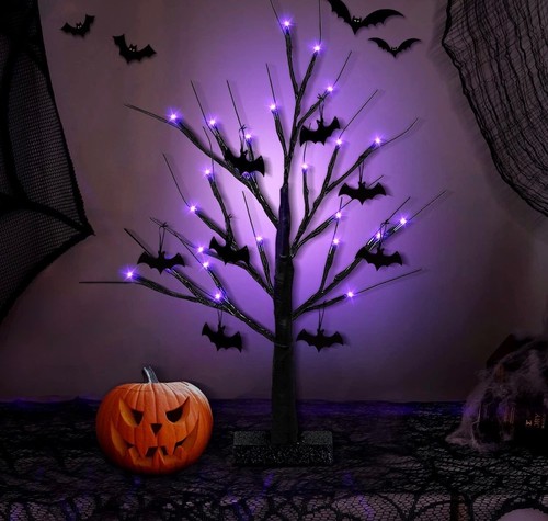 2ft black halloween tree - black, with