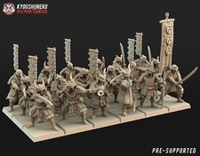 Japanese Samurai Swordsmen Unit, Kyoushuneko, Wargames Feudal Warrior Miniature