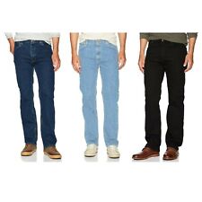 NEW MENS BASIC DENIM JEANS STRAIGHT LEG WORK STONE WASH BOTTOM REGULAR FIT PANTS