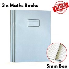 3 X School Exercise books for Maths Sums Numeracy Notebook Square Ruled Pages A4