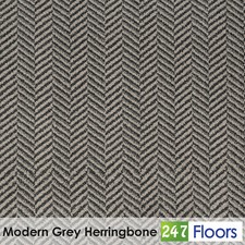 Modern Grey Herringbone Wilton