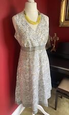 Anokhi For East Beige White Rose Floral Print Wrap V Womens Dress Size Uk16