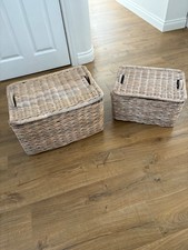 Laura Ashley 2  large wicker vintage storage boxes with handles and lids