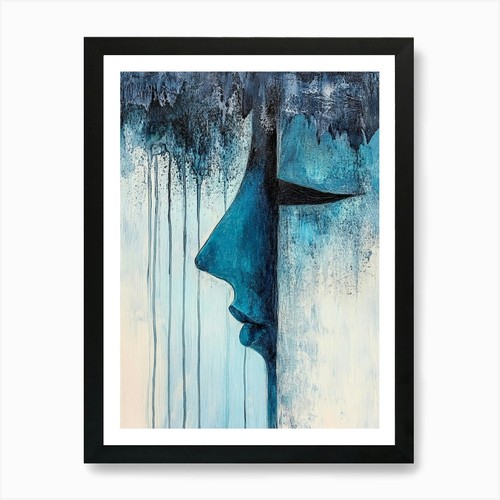 Abstract blue acrylic painting - acrylic,