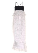 Staud Petunia Polka Dotted Tulle Flower Accent Maxi Dress