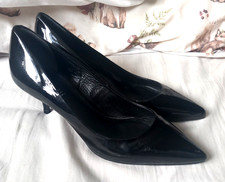 MINELLI Black Patent Leather Designer Kitten Heel Shoes Size 40 (UK 7)