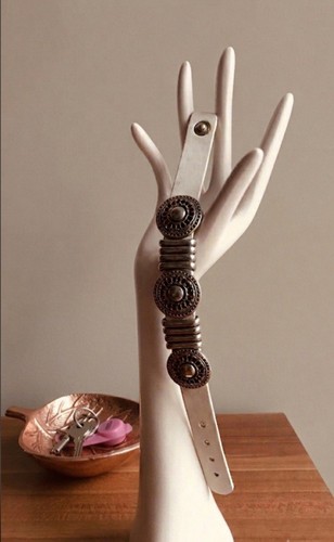 Vintage white leather - vintage, cuff