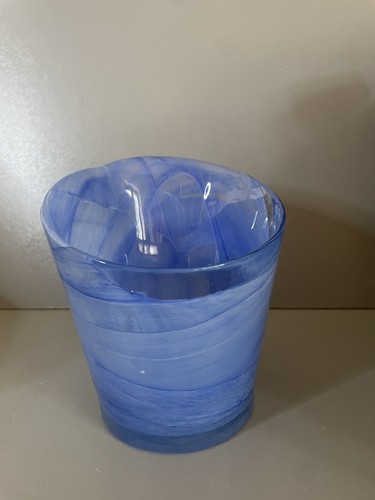 Blue lilac art glass vase - lilac,