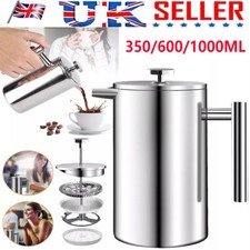 Coffee Maker Double Walled Insulated French Press Cafetiere Stainless Steel Pot