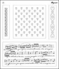 PERGAMANO UK Clear Stamps BACKGROUND STAMPS NO. 1  41918 Music Heart swirls
