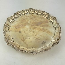 Antique Solid Silver Salver Armorial Crest Barker Brothers 1907 18.5cm 204g