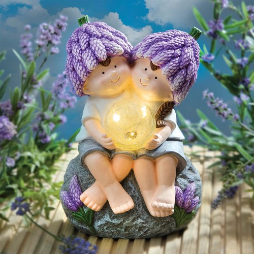 Solar garden ornament boy - boy, &