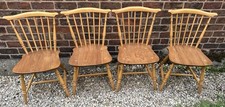 Set of 4 ERCOL Vintage Blonde Fan Back Dining Chairs Model 714