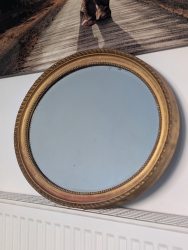 Antique oval gilt mirror - gilt,