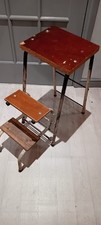 Vintage Step Stool  Wooden Seat Kitchen DIY Garage Fold Away Ladder
