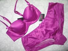 BRA KNICKERS SET 32A 34A 36A LA SENZA MANGETA PINK VIOLET SATIN FREEPOST BNWT
