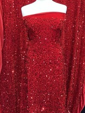 1meter red sequin stretch - red,