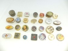 (ref288AE) 28 Antique Vintage  Trinket and Pill Boxes Tin Brass Pewter EPNS
