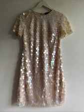 BN LIPSY Nude / Gold / champagne Sequin Mini Dress With Rhinestones Size 8