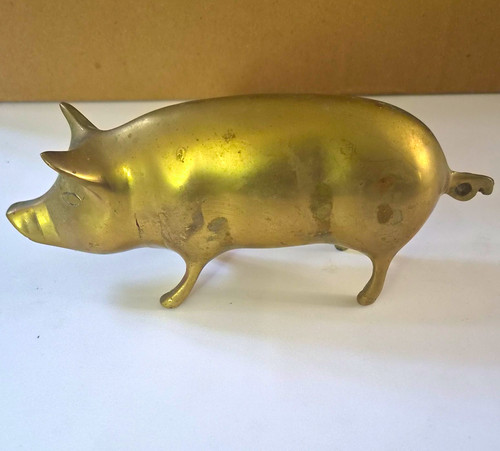 Brass pig figurine statue art - brass,