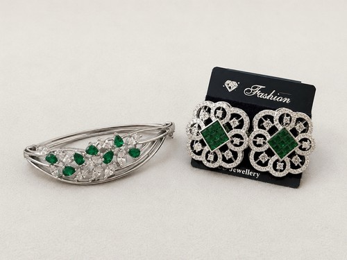 Elegant silver tone - elegant, green