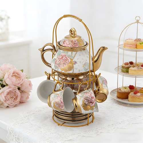 European golden porcelain tea - european,