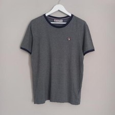 Fila Ringer T Shirt Grey Retro Fila White Line Vtg Tee