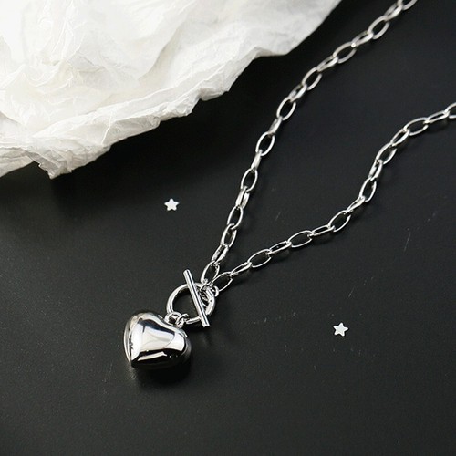 Solid heart pendant necklace - solid,