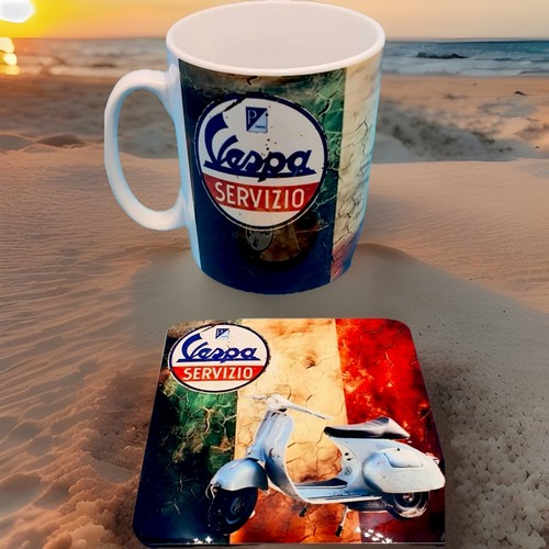 Vespa service mug and coaster - service,