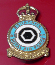 RAF Royal Air Force Enamel Pin Badge No 85 Squadron HW Miller KC Flying Foxes