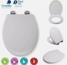 Croydex Flexi-Fix Constance Fits Never Slips Slow Soft Close Toilet Seat White