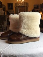 rare chestnut tanilised leather cream sheepskin cuff ugg maylin boots uk6.5