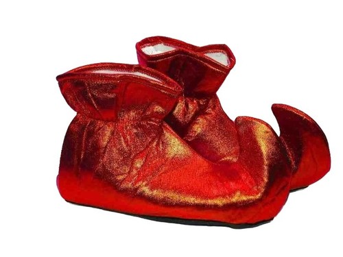 Satin elf shoes red shiny - satin,