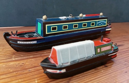Canal boat wooden models - 2x,