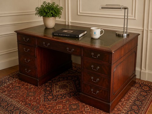 Large mahogany pedestal desk - large,