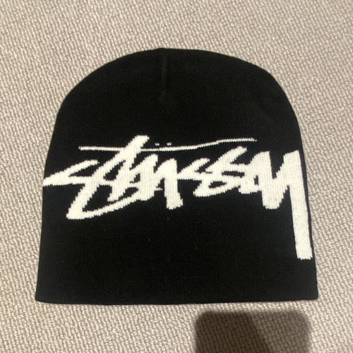 Stussy black knit beanie - black, hat