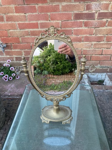 Vintage brass vanity mirror - brass,