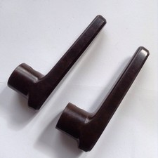 Vtg Pair Chocolate Bakelite Flat Faced Teardrop Lever Door Handles Only (G)
