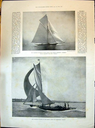 Old print 1896 yachts - print, accident