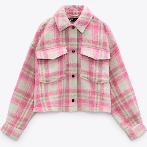 Zara pink cream plaid - , cropped