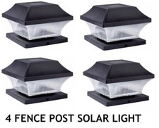Outdoor Solar Powered LED Deck Post Light Garden Cap Square Fence Landscape Lamp